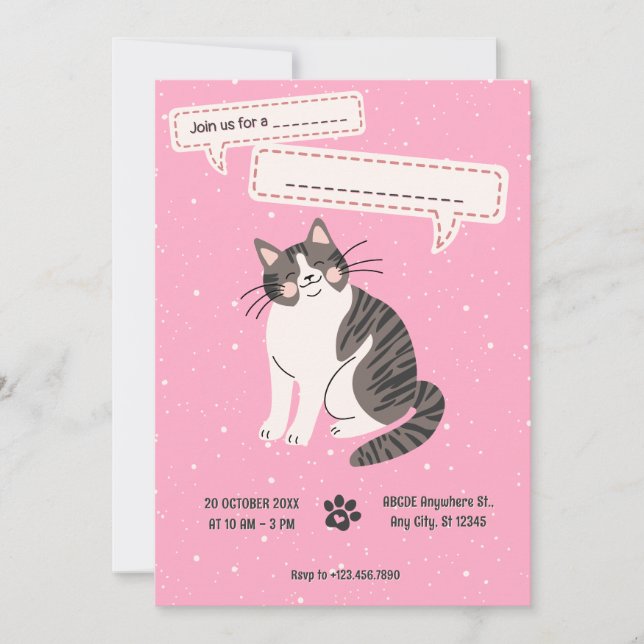 Cute cat pet  invitation (Front)