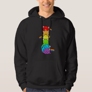 Cute Cat Pet LGBTQ Rainbow LGBT Gay Men Pride Fla Hoodie