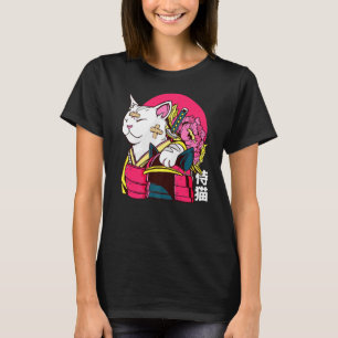 Cute Cat Pet Ninja Samurai Japanese Kanji T-Shirt