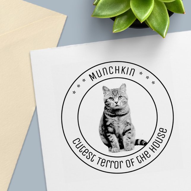 Cute Cat Pet Photo Round Self-inking Stamp (Creator Uploaded)