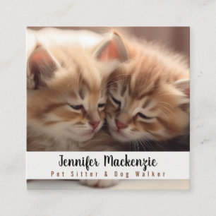 Cute Cat Pet Sitter and Dog Walker Square Business Card