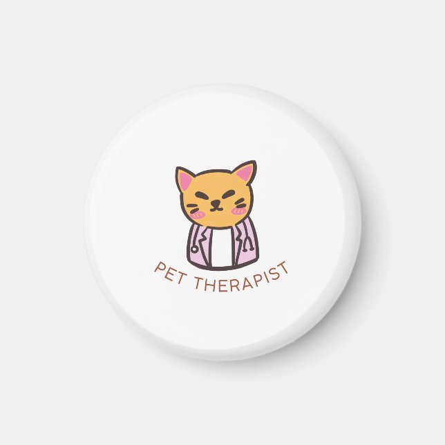 Cute Cat Pet Therapist Cartoon Design Magnet (Front)
