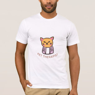Cute Cat Pet Therapist Cartoon Design T-Shirt