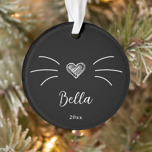 Cute Cat Photo Black Ornament (Tree)