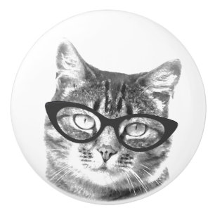 Cute cat photo ceramic door and drawer knobs