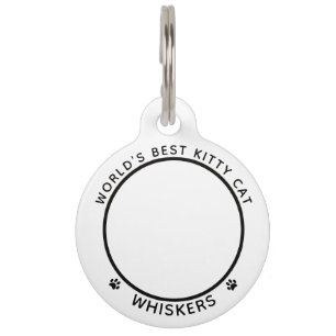 Cute Cat Photo Name Paw Prints Personalised Pet Tag