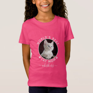Cute Cat Photo Name White Paw Prints Custom T-Shirt