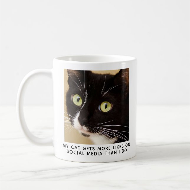 Cute Cat Photo Personalised Coffee Mug (Left)