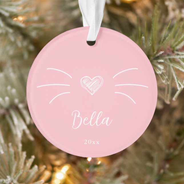 Cute Cat Photo Pink Ornament (Tree)