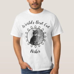 Cute cat photo with decorated frame and your text T-Shirt