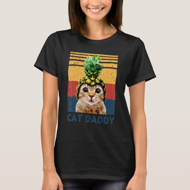 Cute Cat Pineapple Helmet Dad dy Mom my Boy Girl   T-Shirt (Front)