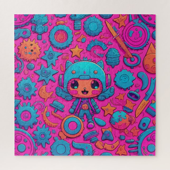 Cute Cat Pink artwork Jigsaw Puzzle (Vertical)