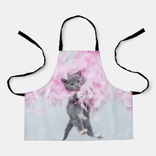 Cute Cat pink plume Apron