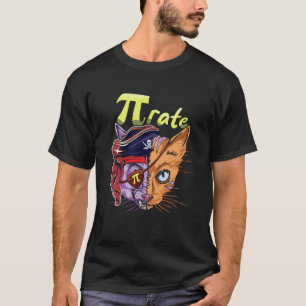Cute Cat Pirate Pi Math Holiday Mathematics Pi Day T-Shirt