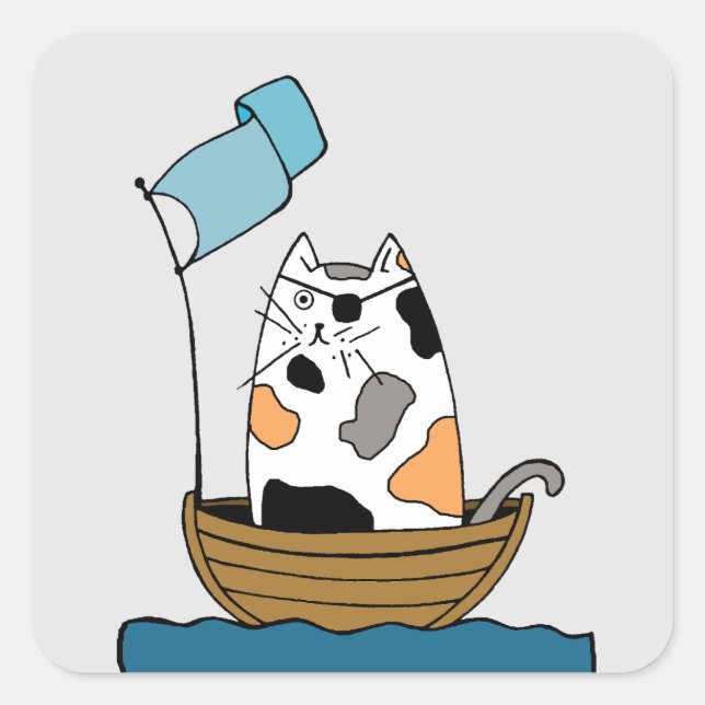 Cute Cat Pirate  Square Sticker (Front)