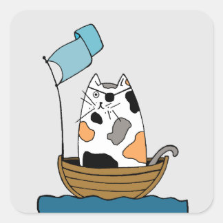 Cute Cat Pirate Square Sticker