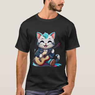 cute cat play guitar Classic T-shirt