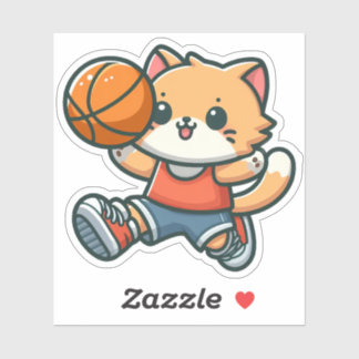Cute Cat Playing Basketball - 01