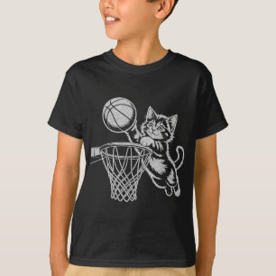 Cute Cat Playing Basketball Men Women Kids Funny C T-Shirt