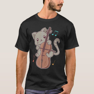 Cute Cat Playing On A Cello Japanese T-Shirt