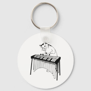 Cute Cat Playing Percussion Musical Xylophone Key Ring