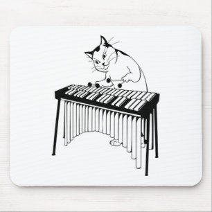 Cute Cat Playing Percussion Musical Xylophone  Mouse Mat