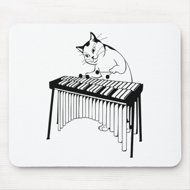 Cute Cat Playing Percussion Musical Xylophone  Mouse Mat (Front)