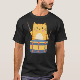Cute Cat Playing Snare Percussion Snare Drummer T-Shirt