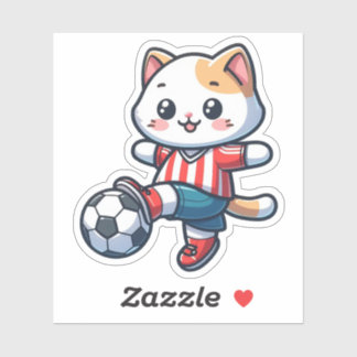 Cute Cat Playing Soccer - 01