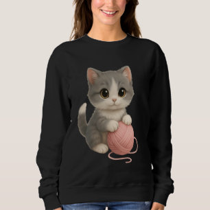 Cute Cat playing with Wool Ball Adorable Playful G Sweatshirt
