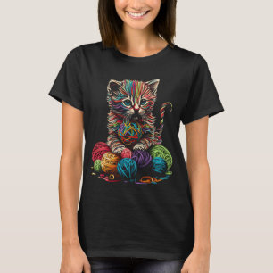 cute Cat playing with wool Beautiful Line adorable T-Shirt
