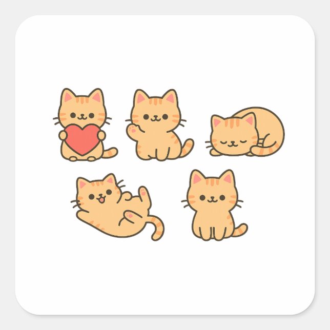 Cute Cat PNG Sticker – 5 Transparent Cats | Velora (Front)