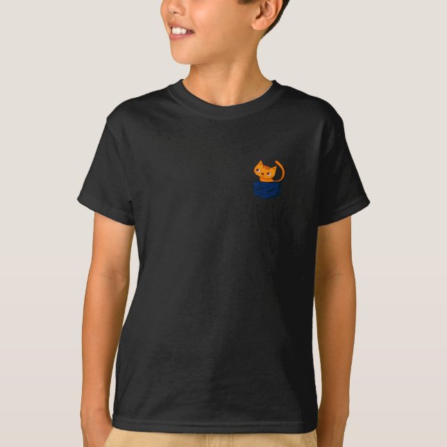 Cute Cat Pocket T-Shirt (Front)