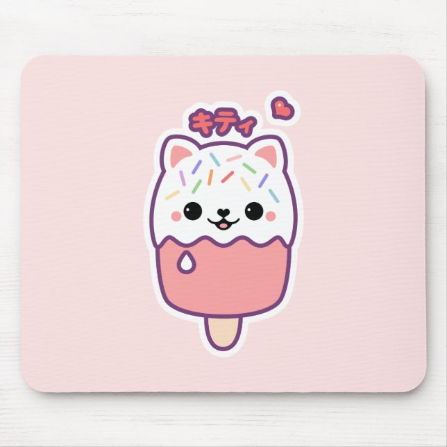 Cute Cat Popsicle Mouse Mat (Front)