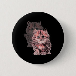 Cute Cat Portrait For Cat Moms And Animal Lover  6 Cm Round Badge