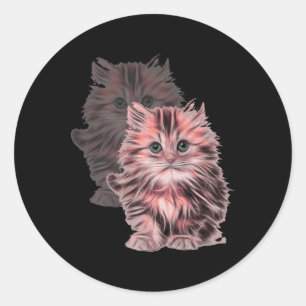 Cute Cat Portrait For Cat Moms And Animal Lover Classic Round Sticker