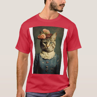 Cute Cat Portrait in Suit Vintage Art T-Shirt