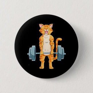 Cute Cat Powerlifting Weightlifting Deadlifting 6 Cm Round Badge