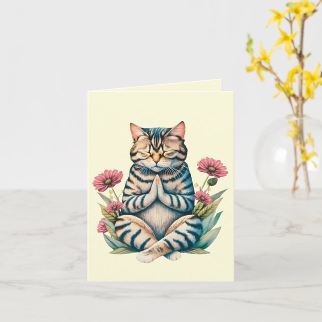 Cute Cat Prayers Healing Comfort for Loved One Card (Yellow Flower)
