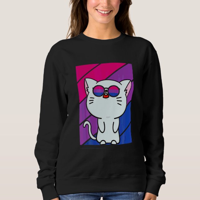 Cute Cat Pride Bisexual Flag LGBQ Proud Ally Pride Sweatshirt (Front)