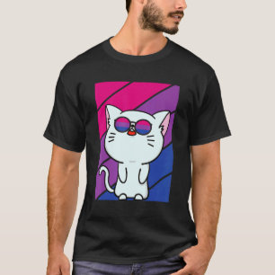 Cute Cat Pride Bisexual Flag LGBTQ Proud Ally Prid T-Shirt