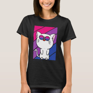 Cute Cat Pride Bisexual Flag Lgbtq Proud Ally Prid T-Shirt