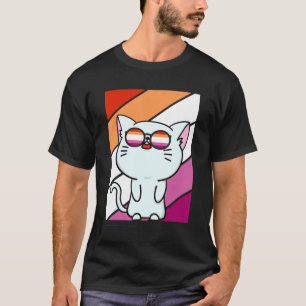 Cute Cat Pride Lesbian Flag Lgbtq Proud Ally Pride T-Shirt