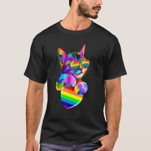 Cute Cat Pride Lgbt Transgender Flag Heart Gay Les T-Shirt