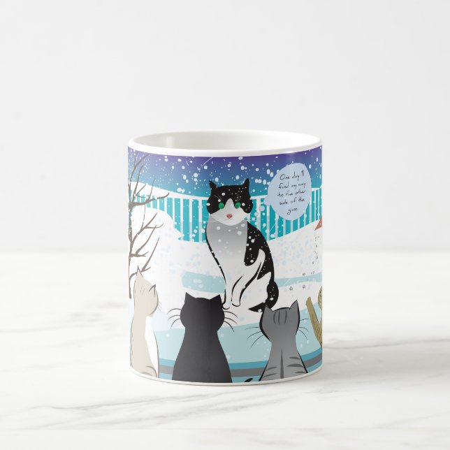 Cute cat print mug (Aqua) (Center)