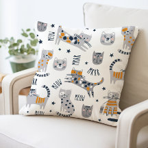 Cute Cat Print Pillow