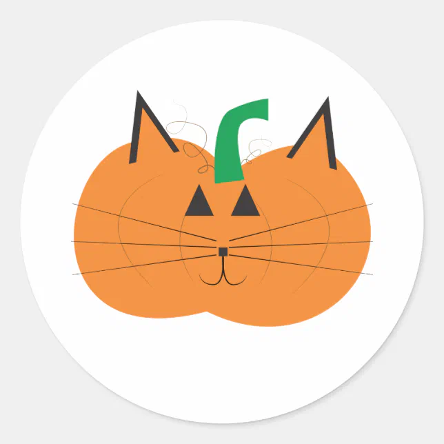 Cute Cat Pumpkin Classic Round Sticker | Zazzle