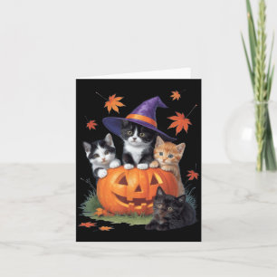 Cute Cat Pumpkin Halloween Card