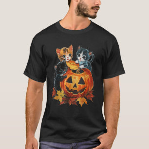 Cute Cat Pumpkin Halloween Spooky Season Vintage M T-Shirt