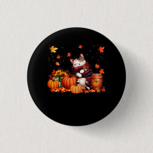 Cute Cat Pumpkin Spice Cat Lover Fall Autumn Thank 3 Cm Round Badge